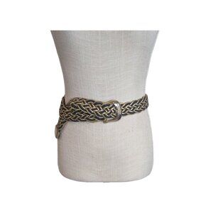Vintage Blue Gold Braided Rope Belt 38 Inch Medium Large
